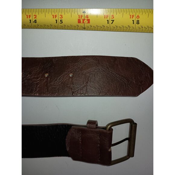 Brown Belt with Brass Buckle and Embellishments, Women's Size SM - Picture 3 of 4
